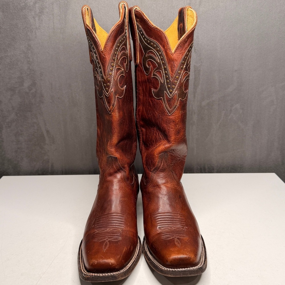 Idyllwind Boots Womens 9B Brown Leather Square Toe Studded Tough Cookie Western - Picture 4 of 10